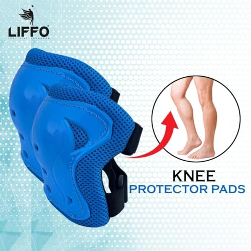 Image of Liffo Skating Guard Skating Kit Protective Skating Guard Kit for Skating, Cycling, Running for Kids,Boys,Girls,Men & Women (HSG) (HP-Blue, S)