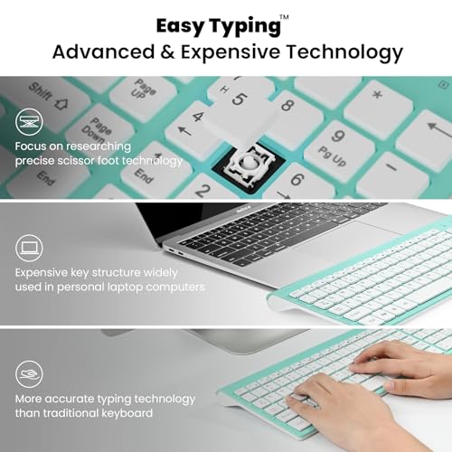 Image of cimetech Wireless Keyboard and Mouse Combo - Blue White | Compact quite scissor-switch keyboard with optical mouse, includes USB-A Nano Receiver, for Computer,Mac,Laptop,PC,Windows
