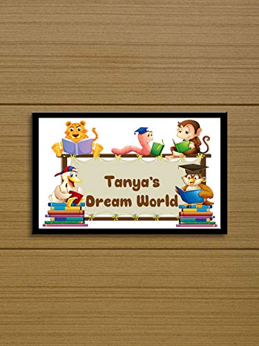 Image of 999STORE Printed Cartoon Kids For Children Room Name Plate (Mdf & Fiber Frame 15X8 Inches Multi)