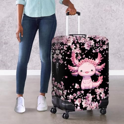 Image of Mumeson Axolotl Print Luggage Covers, Protective Elastic Suitcase Protectors Lightweight Zipper Closure Luggage Cover Fit 18 19 20 21 Inches