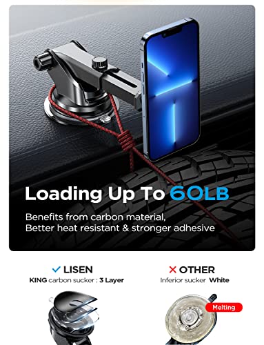 Lisen Magnetic Phone Holder For Car Mount Universal Dashboard Windshield Magnet Car Phone Holder Mount Industrial-Strength Suction Cup Car Magnet Phone Mount For Cell Phone & All Tablets (Black) #TOP3