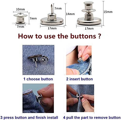 [Upgraded] 8 Sets Perfect Fit Instant Button, Adjustable Jeans Button Instant, 1 inch Buttons Adds Or Reduces an Inch to Any Pants Waist in Seconds thumbnail