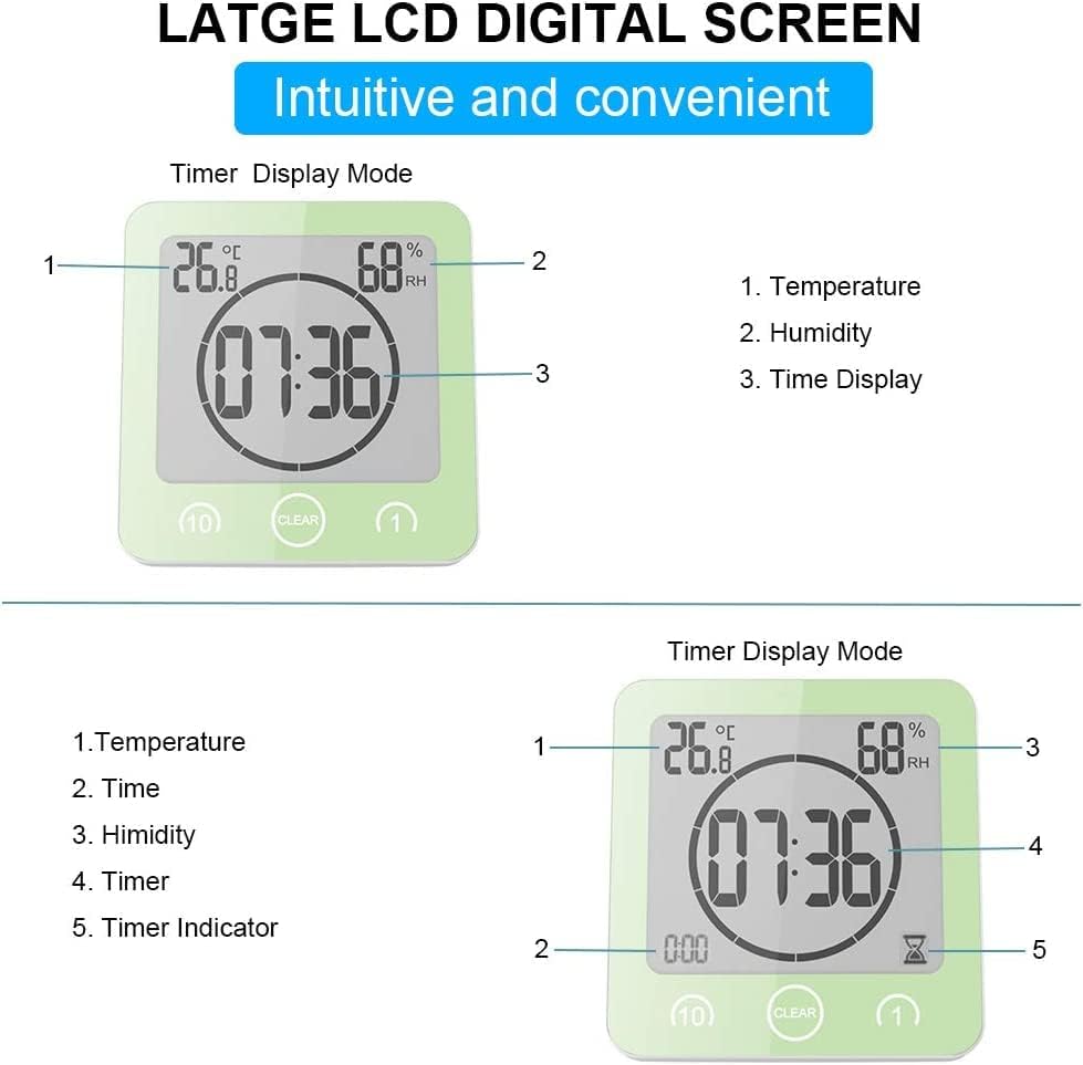 Doucheklok Waterdicht - Temperatuurweergave LCD Wandmontage Countdown