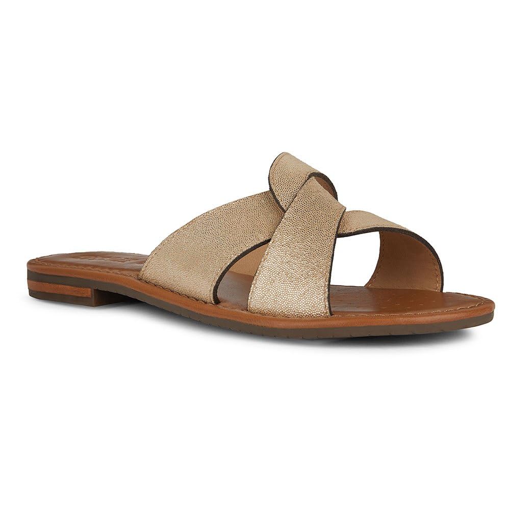 Geox Women's D Sozy S C Flat Sandal, LT Gold, 40 EU, Gold, 7 UK