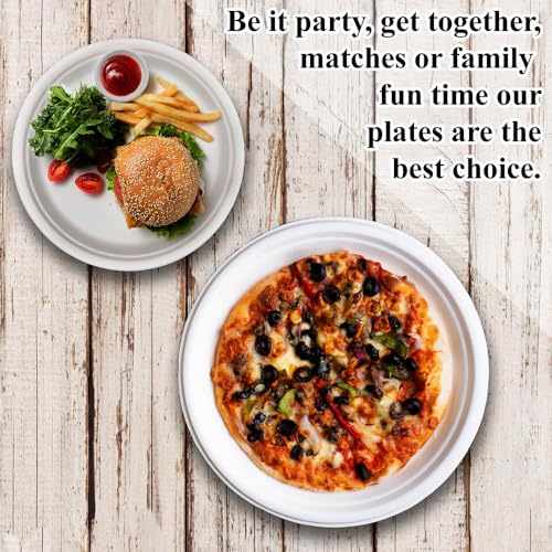 Image of Ezee Disposable 11 Inch Round Bagasse Plates I Pack of 10