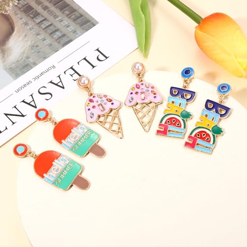 Summer Earrings Hawaiian Beach Earrings Ice Cream Cone Earrings Hello Summer Popsicle Dangle Earrings Super Cute Beach Pendant Earrings Summer Decoration Beach Party Jewelry Gifts 7
