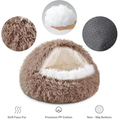 SHJOEE Flauschig Hundebett Muschelform 70cm Katzenbett Warm Tierbett Haustierbett Waschbar Hundesofa Katzensofa Plüsch Hundekorb Katzenkorb Weiche Kuschelbett für Den Schlaf im Innenbereich