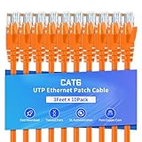 XANHAM Cat6 Ethernet Cable 3 Feet 10 Pack Network RJ45 Cat6 Internet Patch Cable, Unshielded, Orange