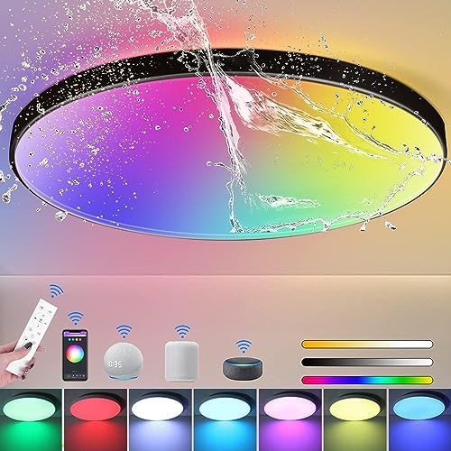 CHENBEN RGB LED Ceiling Light, 24W Alexa Smart Ceiling Lights with