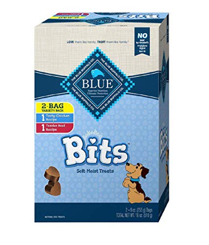 Blue Buffalo Blue Bits Natural Soft-Moist Training Dog Treats Variety Pack 2 Flavors ( 9 OZ Each Bag ) 18 OZ Total