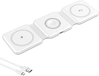 3 in 1 Wireless Charger for Apple, Magnetic Foldable Wireless Travel Charger, 15W Wireless Fast Charging for Iwatch iPhone 14/13/12/11 Pro Max/X/Xs Max/8/8 Plus AirPods 3/2/pro iWatch Series 8/7/6/SE