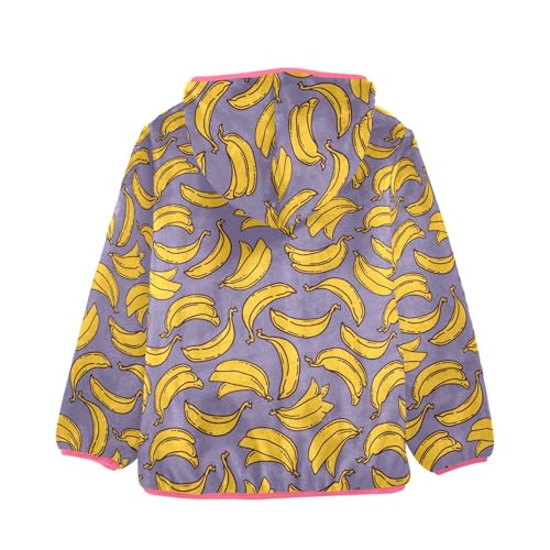 Banana Toddler Fleece Jacket Baby Girls Hooded Zipper Long Sleeve Thick Warm Outerwear 3-10 Years2