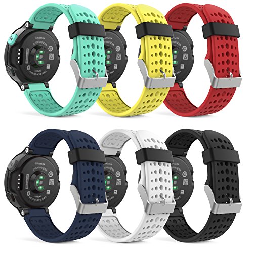 MoKo Watch Band Compatible with Garmin Forerunner 235, Soft Silicone Replacement Watch Band for Garmin Forerunner 235/235 Lite/220/230/620/630/735XT Smart Watch, 6PCS (Multi-Colors)