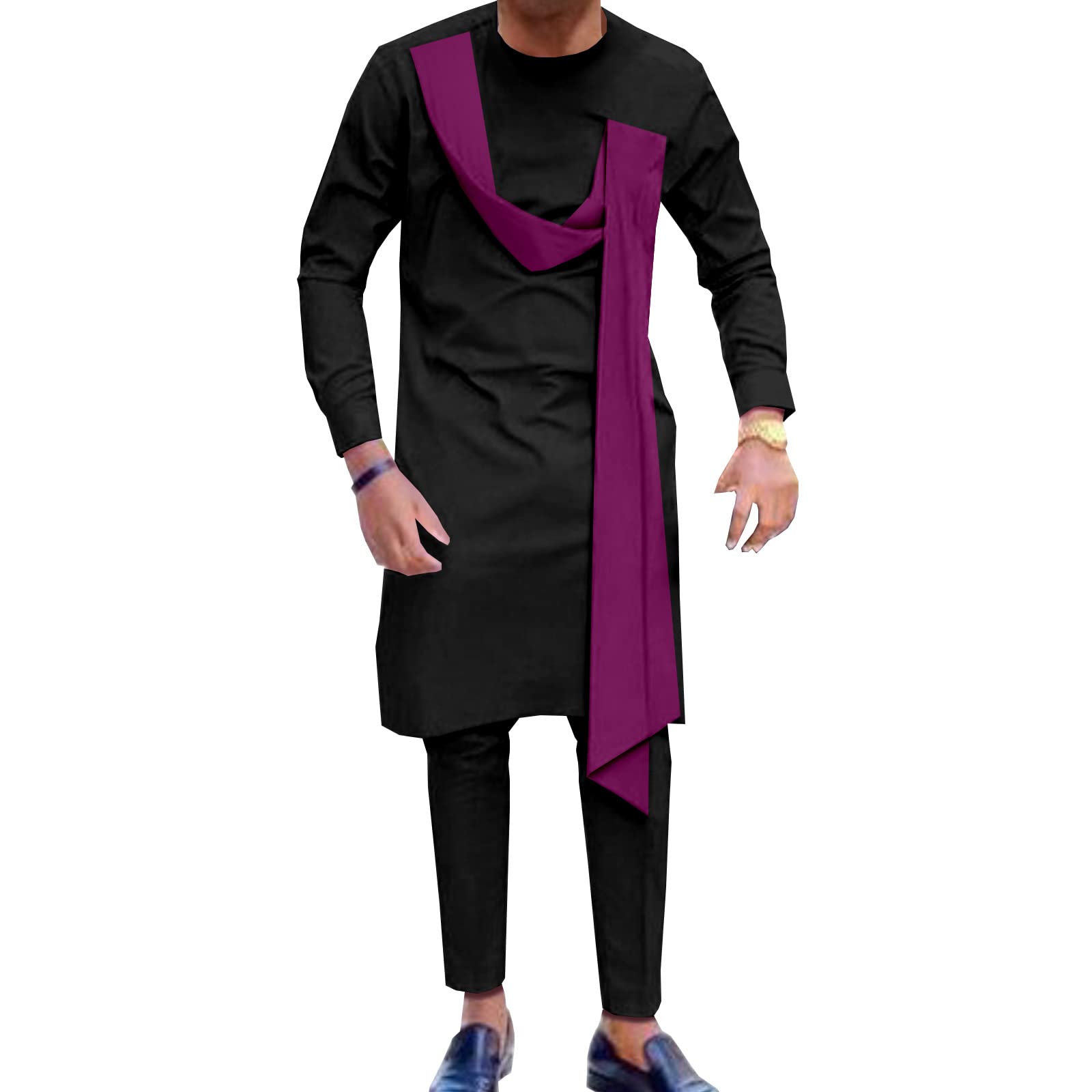 private afriprideAfrican Clothes for Men Dashiki Shirts and Pants 2 Piece Set Tribal Outfits Top Pant Tracksuit