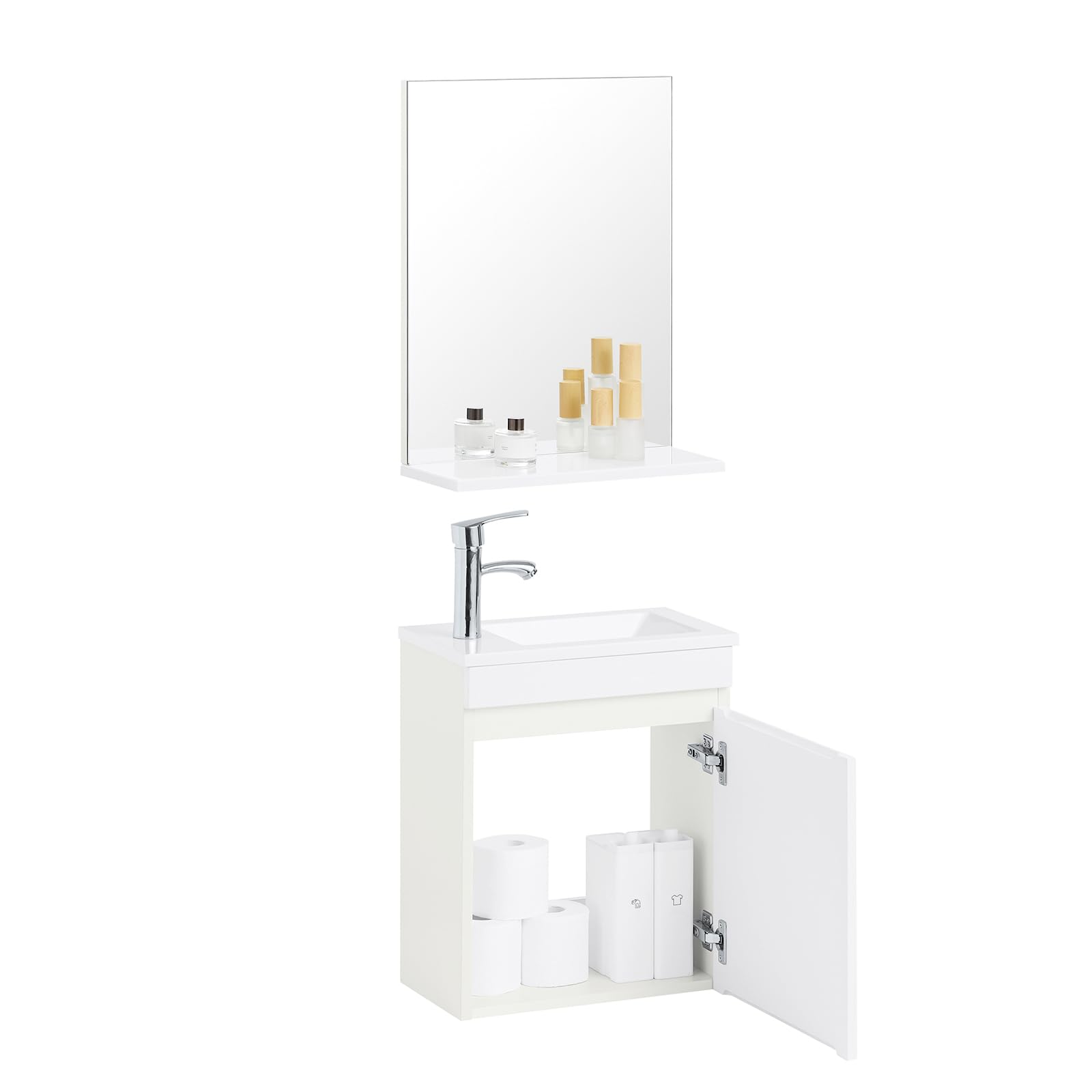 Set Bagno SoBuy Mobile Lavabo+Specchio Naturale - Misure 41x25x52cm - Foto 8