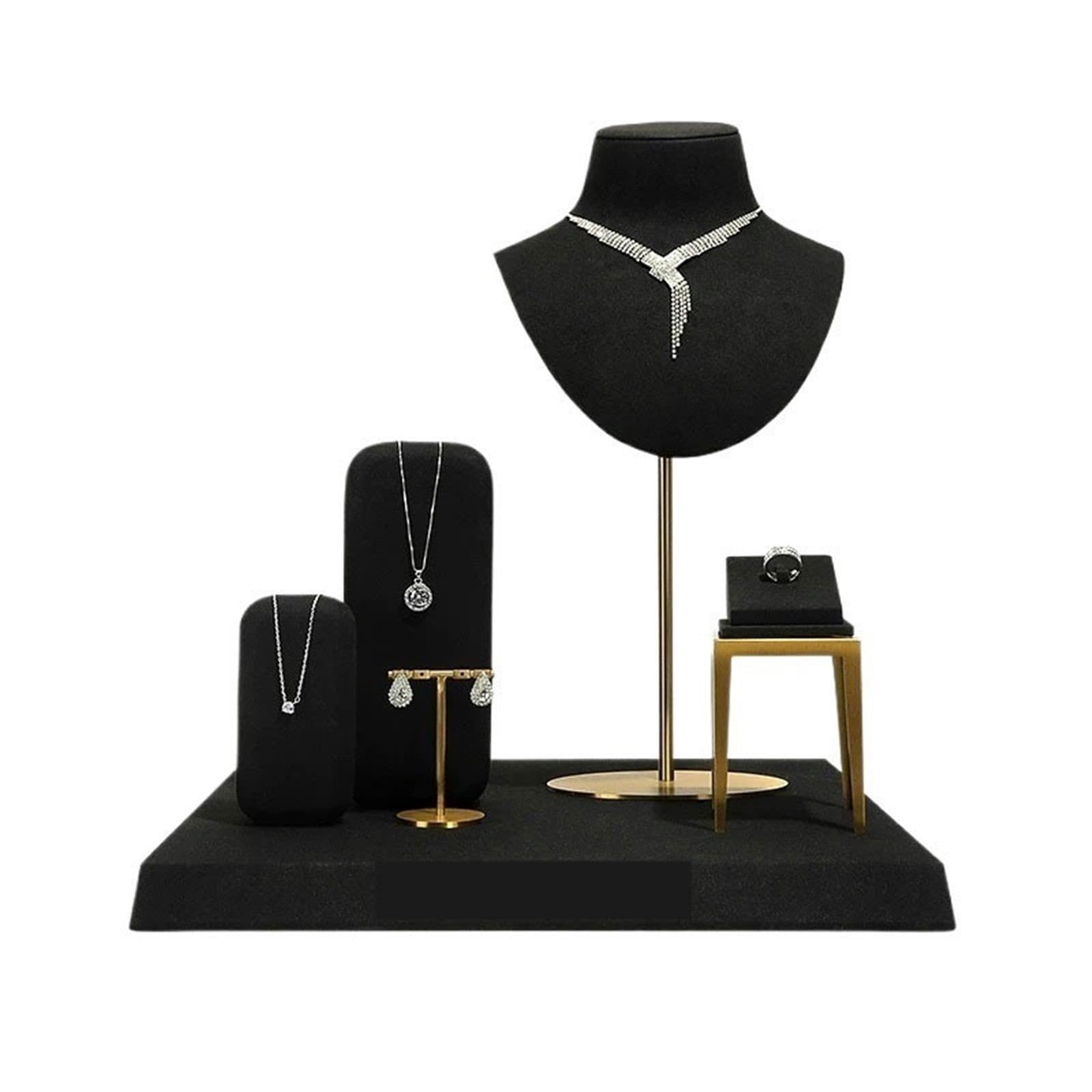 Espositore gioielli Set espositori for gioielli in microfibra e metallo da 6 pezzi Per conservare ed esporre i gioielli