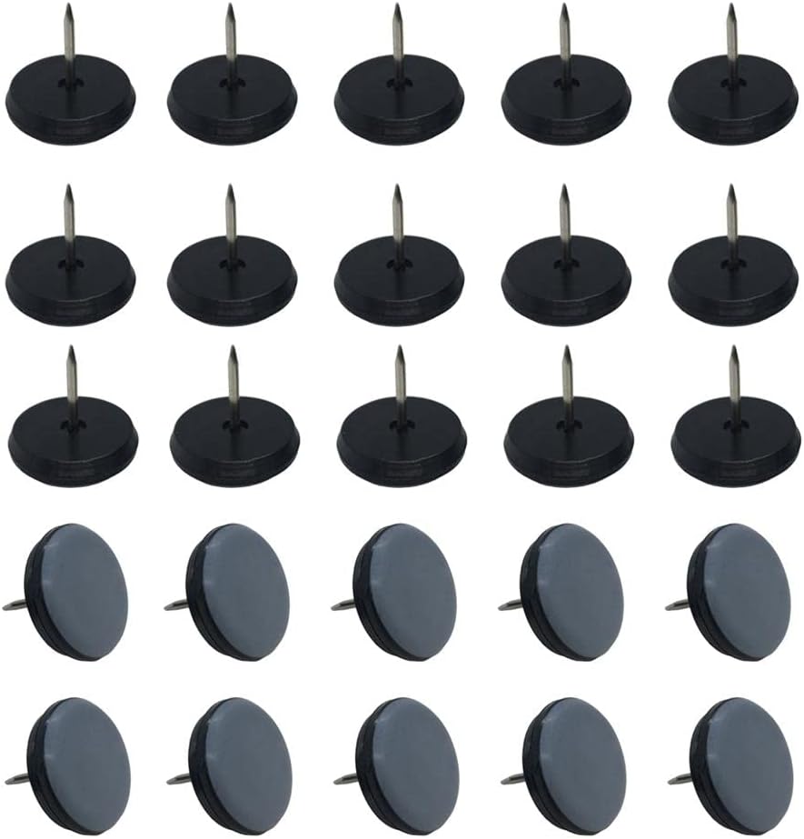 SNAPPSY 20Pc Pads Slider Glides for Furniture Chair Leg Feet Table Round 25mm Nail