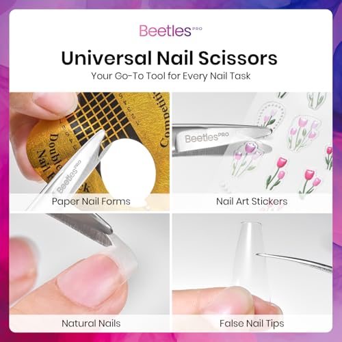 Image of Beetles Pro Curved Cuticle Scissors-Multi-Purpose Premium Stainless Steel Nail Scissors for Nail Paper Forms Stickers False Tips Manicure Art Tool Extra Sharp Blades Cuticle
