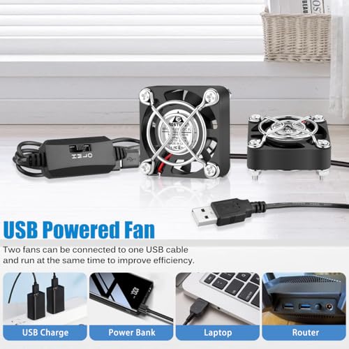 Gdstime GDA4010S05N55U359F-US 2-Pack Quiet 40Mm Usb Fans With 3 Speed Control, Mini 5V Dc Brushless Computer Case Fan thumb #3