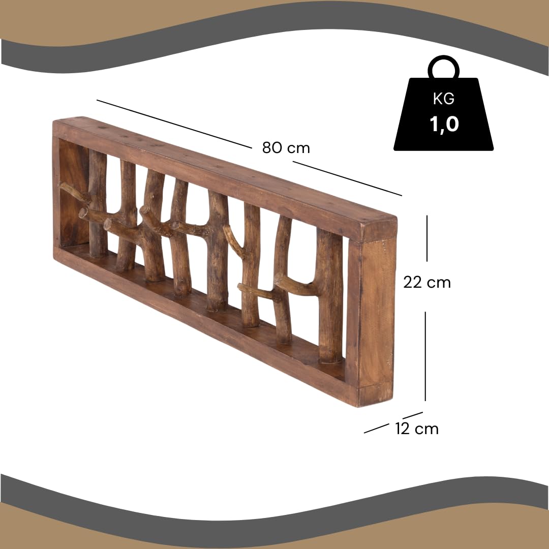 DESIGN DELIGHTS WANDGARDEROBE TREIBHOLZ UNIKAT | 82x22x12 cm, Recyclingholz, Shabby Chic | Kleiderhaken