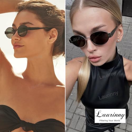 Retro Oval Sunglasses for Women Men, 90s Vintage Trendy Sun Glasses Metal Frame, Classic Shades UV400 Protection2