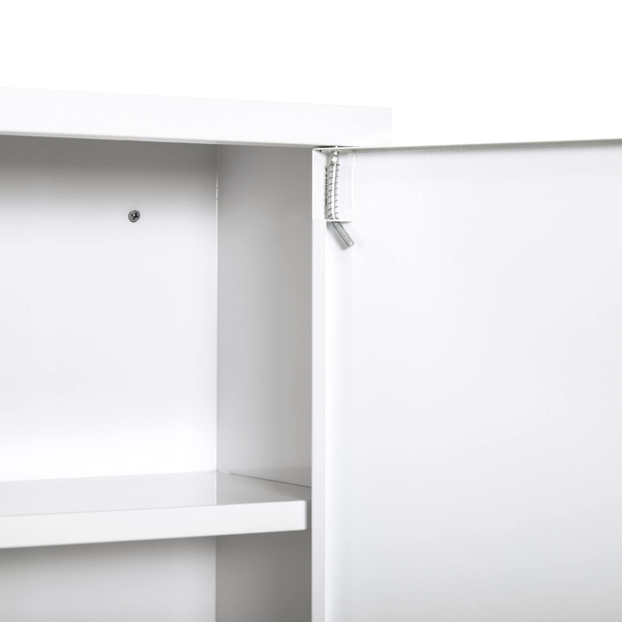 kleankin Armoire à Pharmacie 2 étagères 3 Niveaux verrouillable dim. 40L x 18l x 60H cm 2 clés métal Blanc