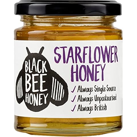 Black Bee Honey : Starflower Honey - Pure and Natural, Single-Origin British / UK Honey (227g Glass jar) Cover