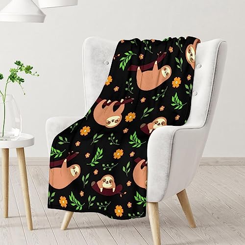 Mercuryelf Sloth Throw Blanket - Soft, Fuzzy & Warm - 30x40 Inches Small Blankets for Lap, Crib - Black Cute Throws Gift for Baby