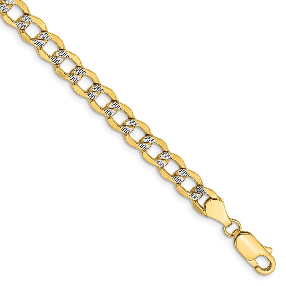 14k Yellow Gold 5.2mm Link Curb Chain Anklet Ankle Beach Bracelet 7 Inch : Fine Jewelry For Women Gift Set