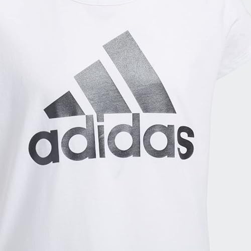 adidas Camiseta feminina plus size manga curta algodão clássico Bos, Branco, Large Plus