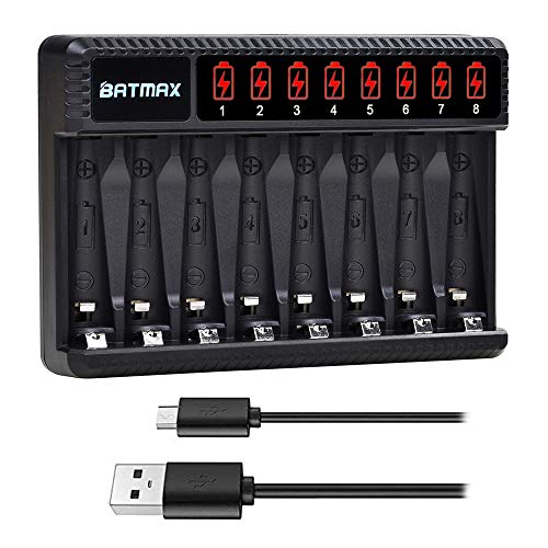 Batmax Smart Rapid 8-Slots LCD USB Battery Charger for AA AAA NIMH NICD Rechargeable Batteries