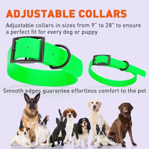 Image of Dogline Biothane Waterproof Dog Collar Strong Coated Nylon Webbing with Black Hardware Odor- Proof for Easy Care Easy to Clean High Performance Fits Small Medium or Large Dogs, Tropical Green