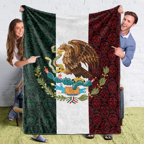 Ultra Soft Mexico Sugar Skull Flag Blanket Microfiber Plush Blanket Gifts For Men Women Warm Cozy Fuzzy Throw Blanket For Bed And Couch 60'' X 80'' #TOP1