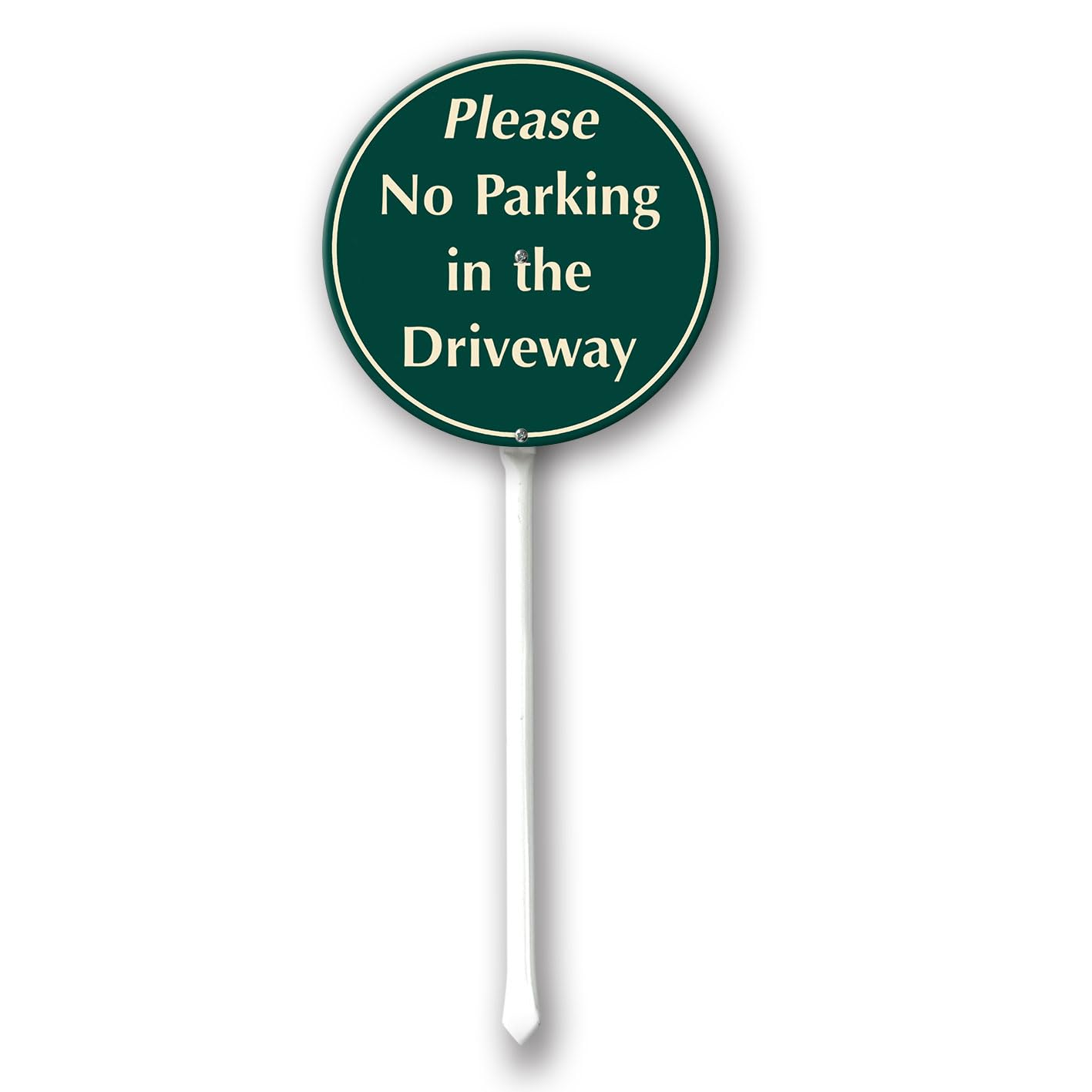 Geroclonup Please No Parking In Driveway Sign with Stake 23cm Round Sturdy Aluminum Yard Sign Fade Resistant Rustproof Lawn Decoration for Outdoor Use