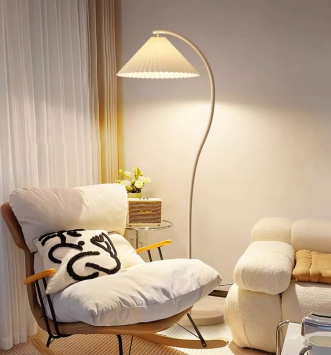 WouND Lámparas de pie estilo retro francés con pantalla de tela plisada para salón y dormitorio 5