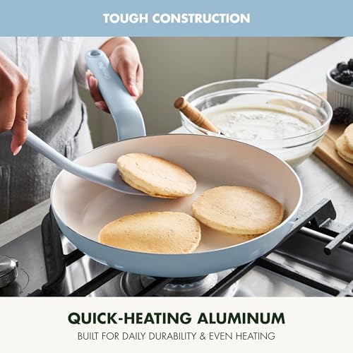 Image of GreenPan Rio Advanced 10 inch Frying Pan Skillet, Ceramic Nonstick PFAS-Free, Induction Ready, Dishwasher and Oven Safe, Blue