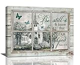 Country Church Wall Art Christian Religious Bible Verse Wall Decor Be Still And Know Canvas Prints F