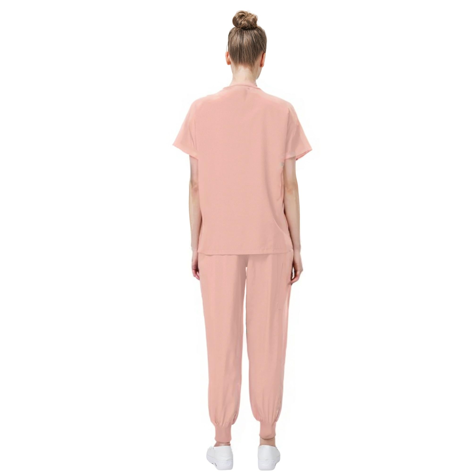 DK05 Combinaison médicale à col en V et manches courtes avec 3 poches Pantalon slim Séchage rapide Unisexe