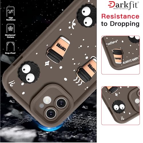 Image of DARKFIT Back Case Cover Compatible for iPhone 12 Mini | Cute Fun Cartoon 3D Ball | Coffee Silicone Case | Body Protection | Camera Protection | Shock Proof | Color Brown | Pack of 1
