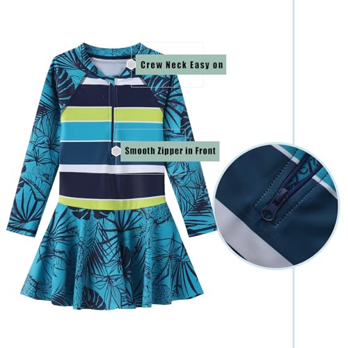 Image of Girls One Piece Swimsuits Long Sleeeve Swim Dress for Kids Girls Bathing Suits Summer Swimwear 3-16 Years