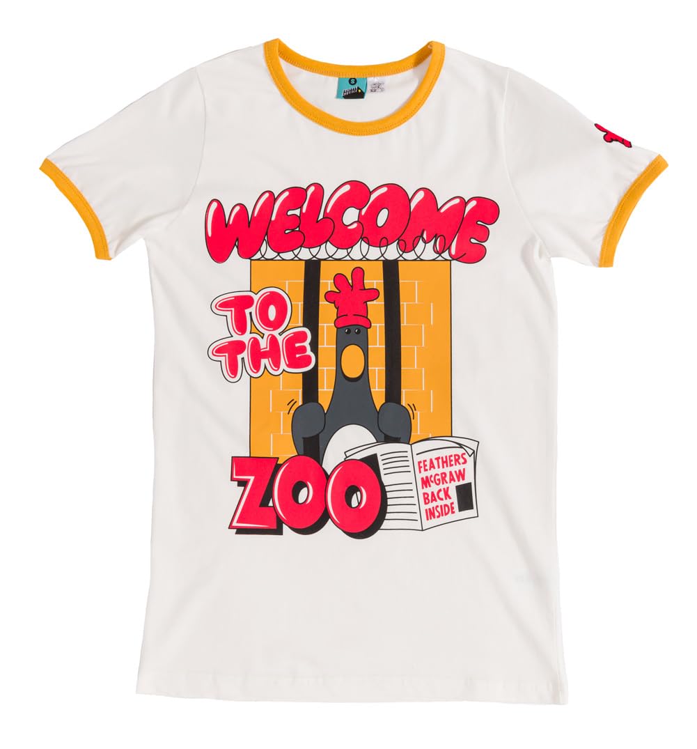 Wallace and Gromit Feathers Welcome to The Zoo Orange Ringer T Shirt
