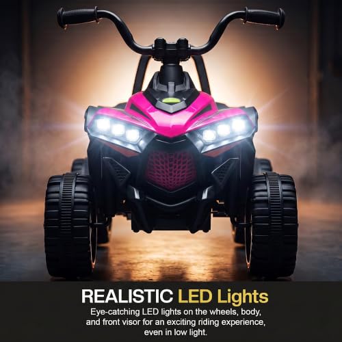 Image of Baybee Monstro Baby Electric Bike for Kids | Rechargeable Balance Bikes with LED Lights, USB, Music & Backrest | Beach ATV Dirt Bikes, 6V Battery Operated Kids Bike for 2-5 Year Boy Girl (Pink)