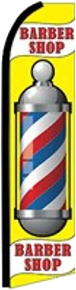 OnPoint Wares Barber Shop King Flag – Single | 3 ft x 11.5 ft Outdoor Feather Flag for Barber Shop Business | Weatherproof Polyester Advertising Sign (Pole & Ground Spike Not Included)