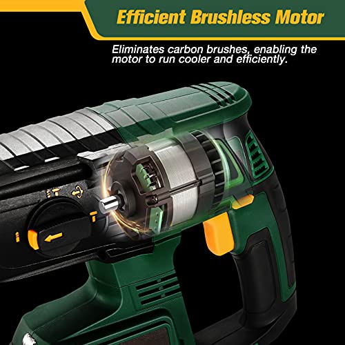 Bohrhammer, 18V Brushless Akku Schlagbohrschrauber mit 4 Ah Li-Ion Akku, 2000RPM 1.7J Schlagenergie, SDS-Plus Bohrfutter… – Bild 4