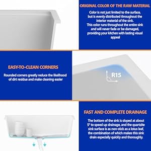 Dcolora33quartzgranitecompositewhitekitchensinkundermountsinkdeepsinglebowlroundcorner33x19dcgu7750 Urban Country Home Decor Dcolora 33 quartz granite composite white kitchen sink undermount sink deep single bowl round corner 33×19 dc gu7750 urban country home decor