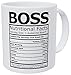 Wampumtuk Boss Nutritional Facts Funny Coffee Mug 11 Ounces Inspirational And Motivational
