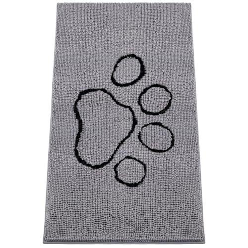 Image of Absorbent Dog Door Mat for Muddy Paws, 5' x 3' Non Slip Chenille Mat