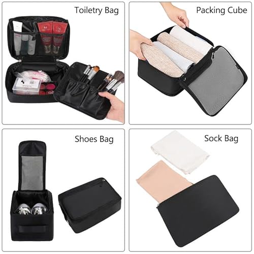 Bagail 8 Set Packing Cubes, Lightweight Travel Luggage Organizers With Shoe Bag, Toiletry Bag & Laundry Bag (Jet Black) #TOP2