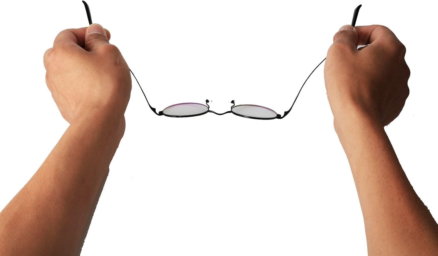 Agstum Runder optischer Rahmen aus reinem Titan, Retro-Stil, klare Linse, grau, Medium
