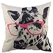 Animal Style Giraffe Pink Glasses Sofa Simple Home Decor Design Throw Pillow Case Decor Cushion Covers Square 18*18 Inch Beige Cotton Blend Linen